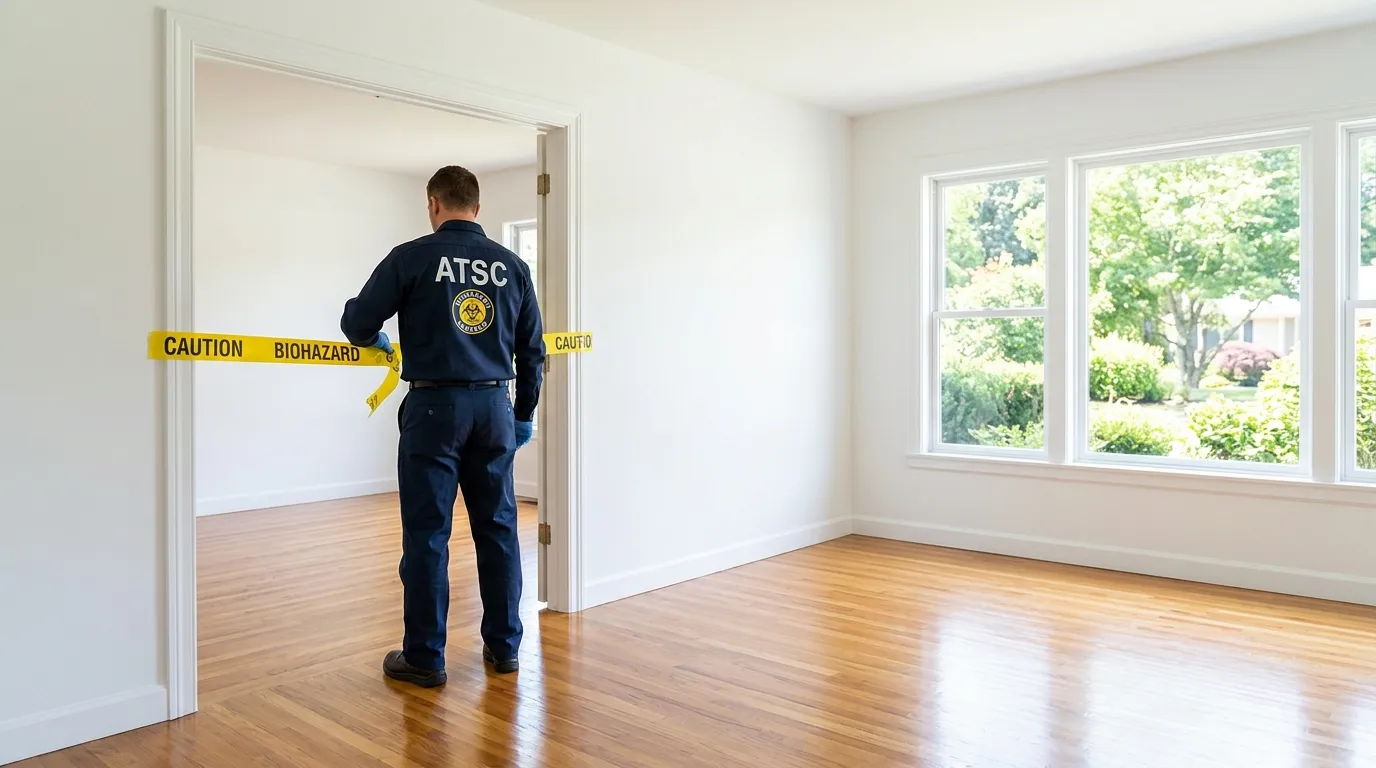 Certified biohazard cleanup crew performing Decomposition Cleanup in Logan